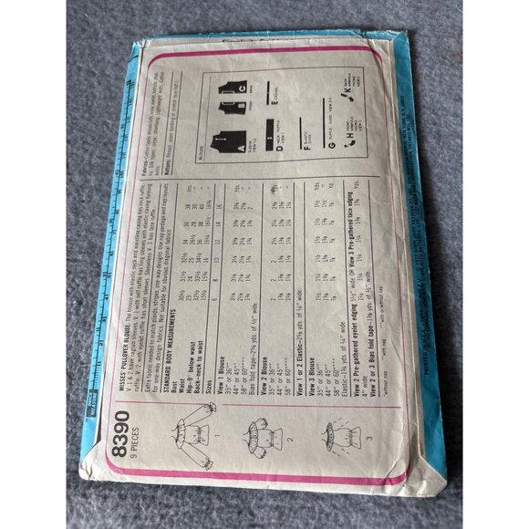 Vintage 1977 Simplicity 8390 Sewing Pattern Miss Size 12 Ruffled Tops Uncut - Picture 3 of 5